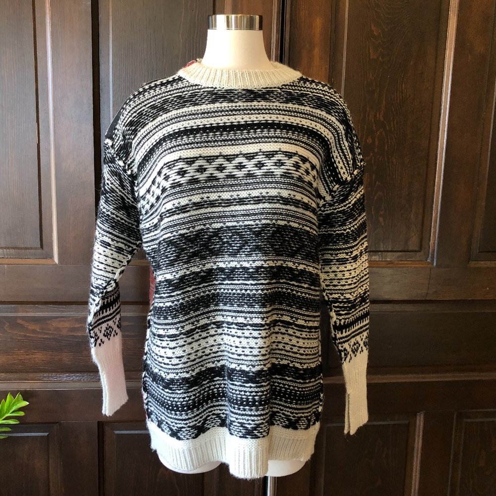(nude) nude Womens Fair Isle Oversize Sweater Wool Alpaca Reverse Knit Sz 42 US6